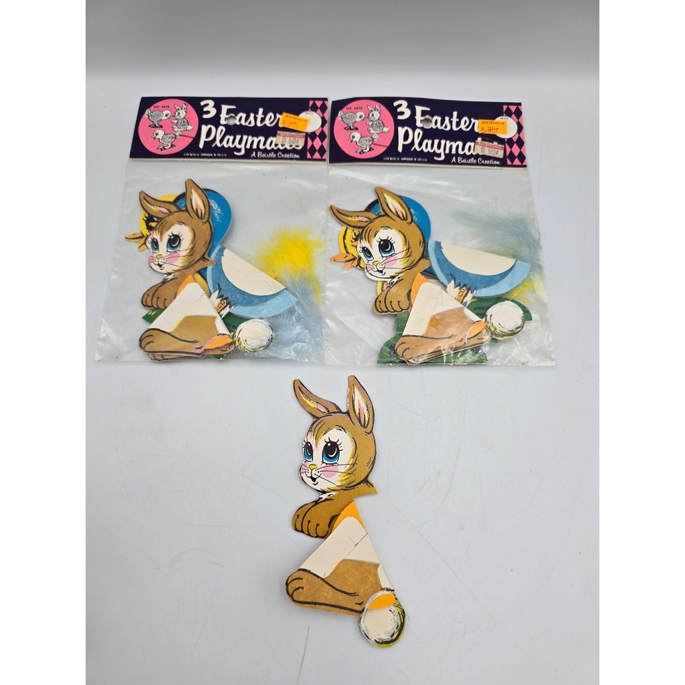 Beistle Easter Playmates Vintage Honeycomb Decor Lot 3 Bunny Chick Yellow